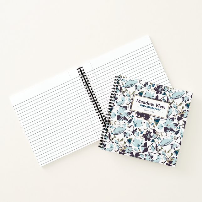 Carnet Clematis Elégant Bleu Brown Location vacances (Clematis Elegant Blue Brown Vacation Rental Notebook from Studio Posies. )