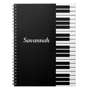 Carnet Clés de clavier de piano, noires et blanches