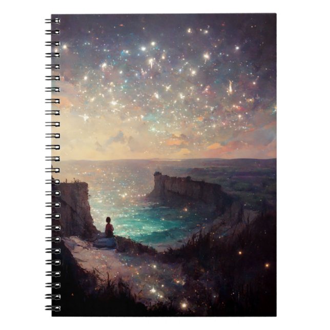 Carnet Cliffside Nuit Imaginaire Paysage Sci-Fi (Devant)