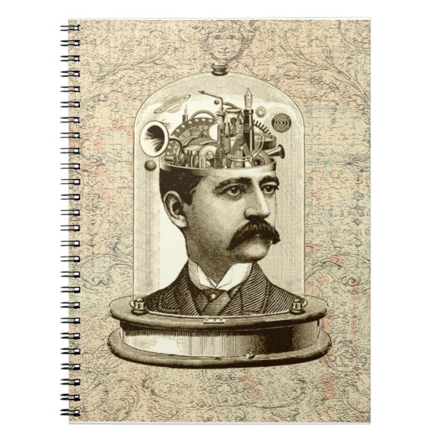 Carnet Clocage Cerveau STEAMPUNK vintage (Devant)