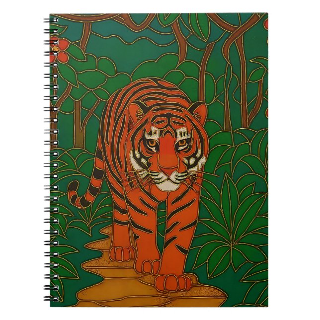 Carnet Cloisonne Art Tiger on the Jungle Path (Devant)