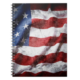 Carnet Closeup gronge le drapeau américain.