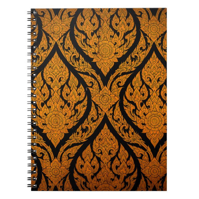 Carnet Closeup Thai motif sculpter lotus photo à la porte (Devant)