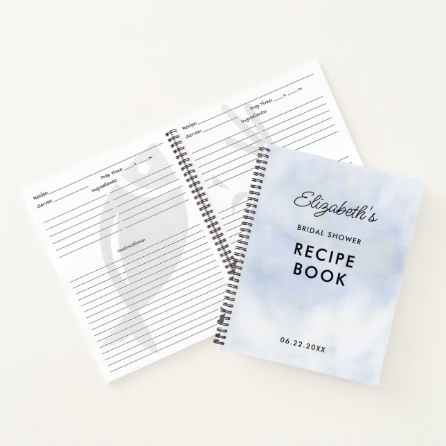 Carnet Cloud 9 Pastel Blue Chic Fête des mariées Recette  (Intérieur)