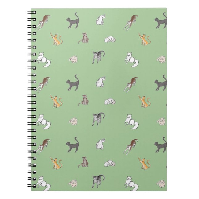 Carnet clowder de chats en set de table sage (Devant)