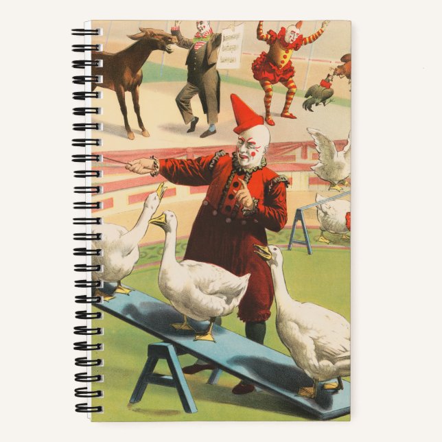 Carnet Clowns Avec Oies, Coqs Et Âne. (Recto)