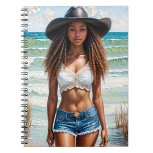 Carnet Coastal Black Girl Portrait Art