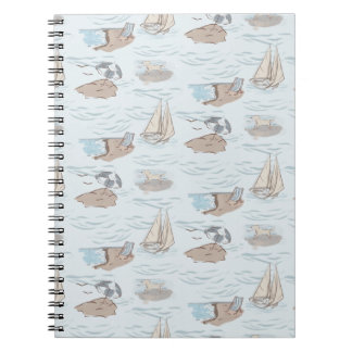 Carnet Coastal Toile Beach Scene Hand Drawn Seaside