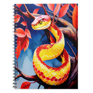Carnet Cobra avec des écailles rouge et jaune vibrantes d