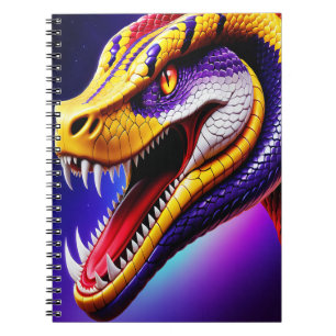 Carnet Cobra rouge vif violet blanc et jaune écailles