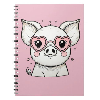 Carnet Cochon Portant des lunettes de soleil en forme de 