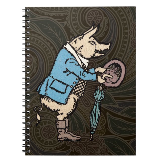 Carnet Cochon portant une veste Antique formelle (Devant)