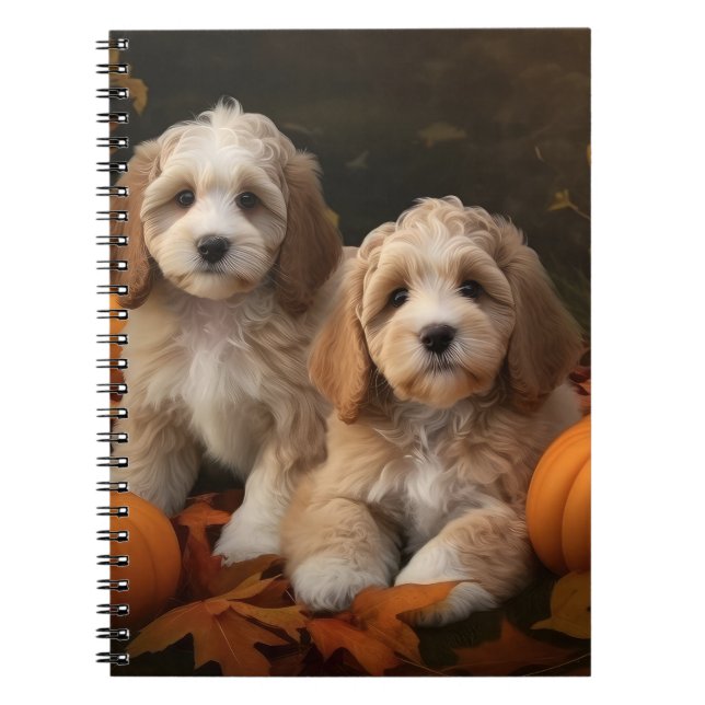 Carnet Cockapoo Puppy Citrouille d'automne (Devant)