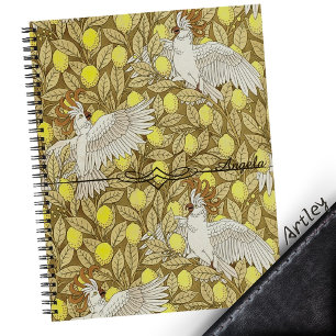 Carnet Cockatoo Art Nouveau Brown Lemon Nom personnalisé