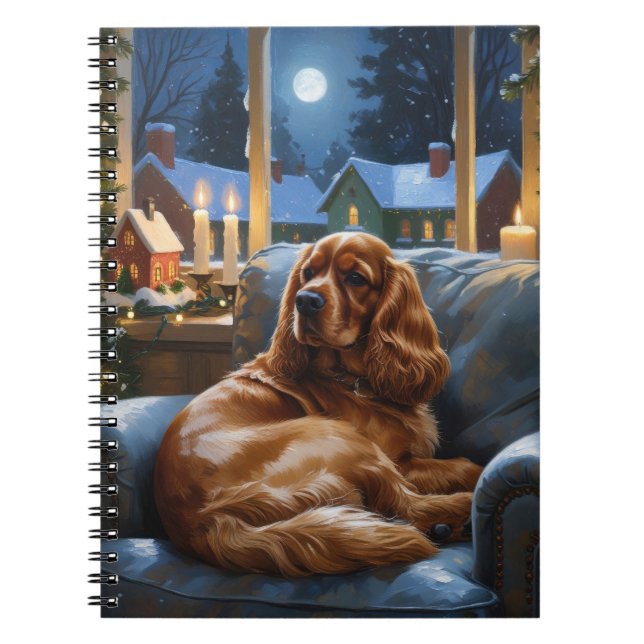 Carnet Cocker Spaniel avec les lumières de Noël (Devant)