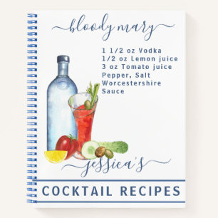 Carnet Cocktail Aquarelle Recette Boisson Mixte Bloody Ma