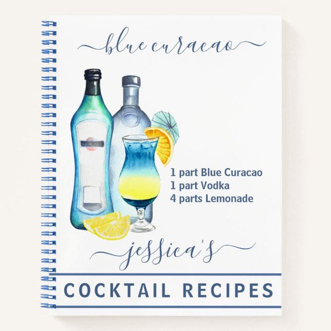 Carnet Cocktail Aquarelle Recette Boissons Mixtes (Devant)