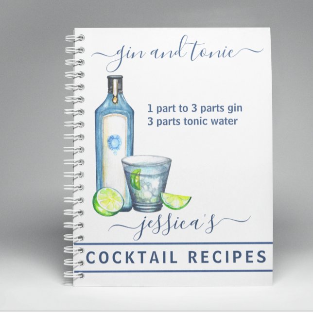 Carnet Cocktail Aquarelle Recette Boissons Mixtes Gin (Créateur téléchargé)