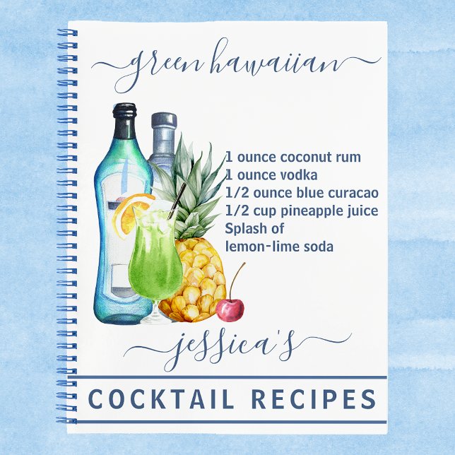 Carnet Cocktail Aquarelle Recette Boissons Mixtes Personn (Créateur téléchargé)