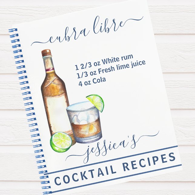 Carnet Cocktail Aquarelle Recette Boissons Mixtes Rhum (Créateur téléchargé)