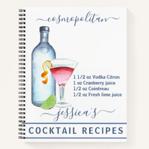Carnet Cocktail Aquarelle Recette Boissons Vodka