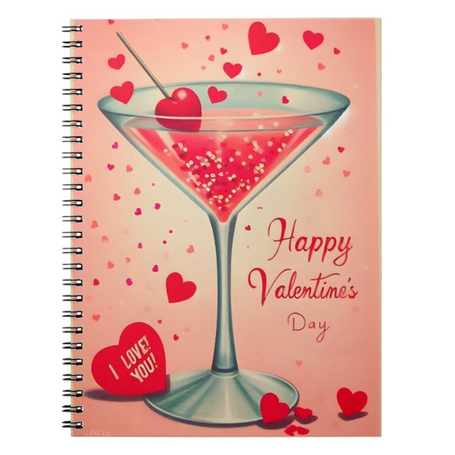 Carnet Cocktail Valentine Martini du milieu du siècle (Devant)