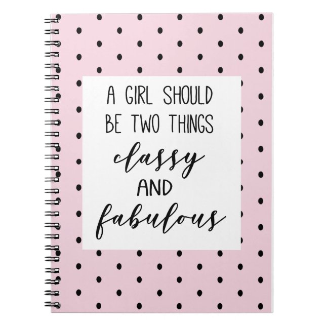 Carnet coco Chanel, pois roses et mignons, citation (Devant)