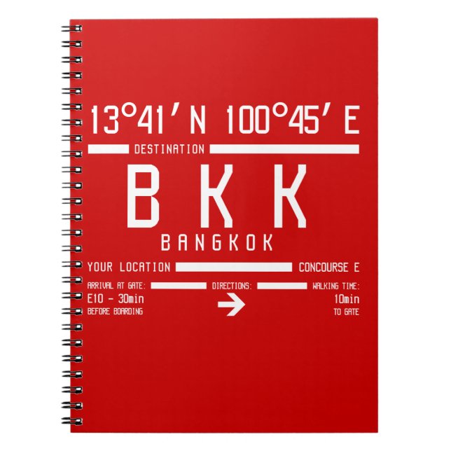 Carnet Code IATA BKK de l'aéroport international de Bangk (Devant)