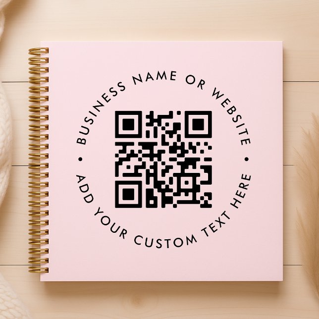 Carnet Code QR | Blush Pink Feminine Business Promotion (Interactive editable QR code spiral notebooks to promote your business, products or services.)