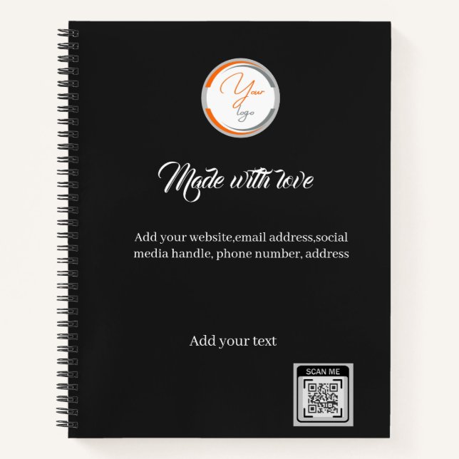 Carnet Code QR de logo simple Entreprise blanc (Devant)
