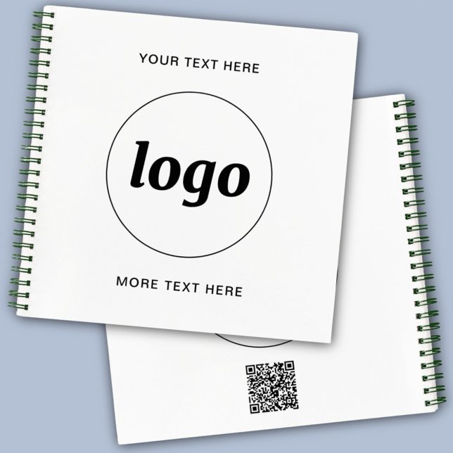Carnet Code QR de texte de logo simple Promotion commerci (Simple logo with custom text and QR code business branding promotional notebook )