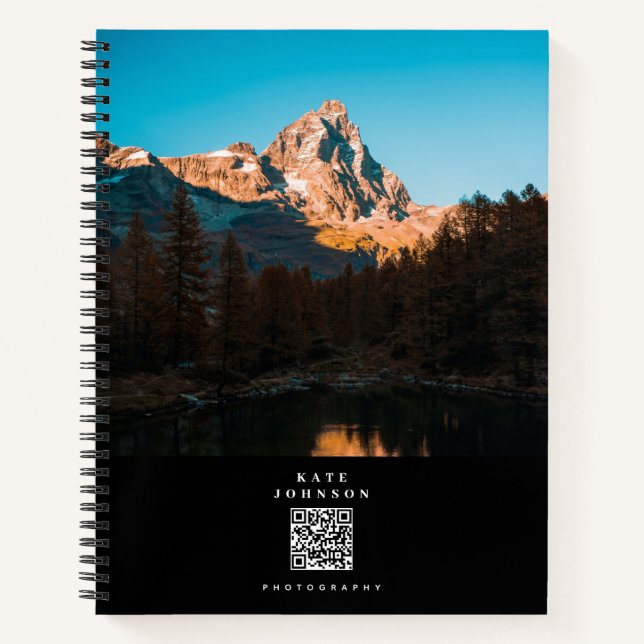 Carnet Code QR des médias sociaux pour photographe minima (Devant)