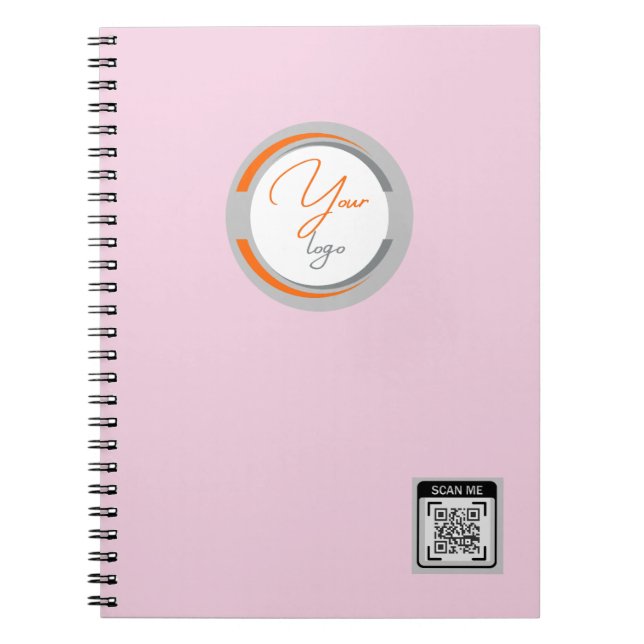 Carnet Code QR Logo Simple Entreprise Rose (Devant)