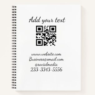 Carnet code QR personnalisé simple ajoutez votre nom text