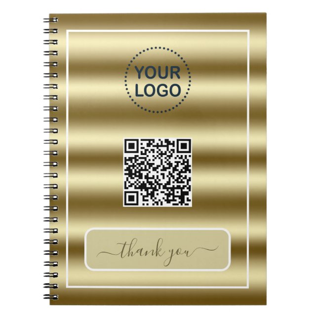 Carnet Code QR Waves Or Or Votre Logo Ici (Devant)