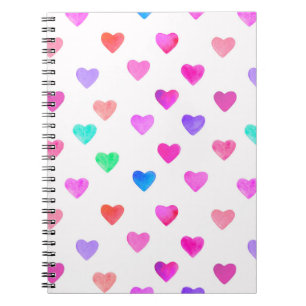 Carnet coeur aquarelle peint à la main motif Valentine's