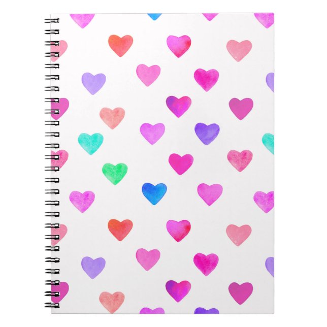 Carnet coeur aquarelle peint à la main motif Valentine's (Devant)