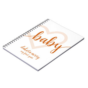 Carnet Coeur bébé Automne Brûlé Orange Flourdissant Scr