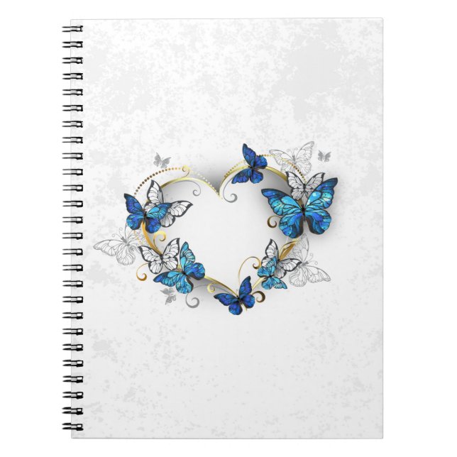 Carnet Coeur bijoux avec papillons Morpho (Devant)