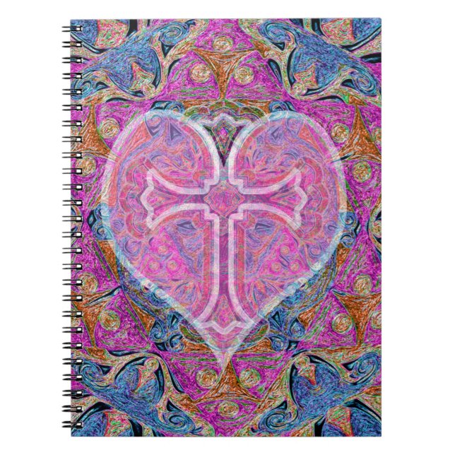 Carnet Coeur, croix, motif par Amelia Carrie (Devant)
