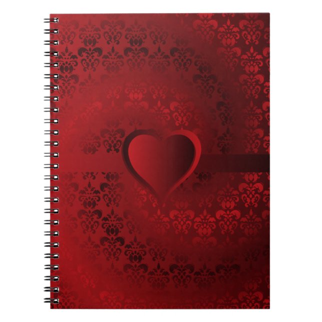 Carnet Coeur damassé rouge (Devant)