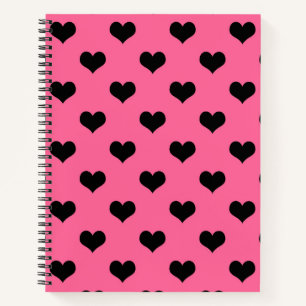 Carnet Coeur d'amour noir sur Arrière - plan rose