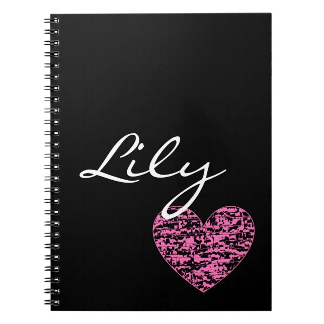 Carnet Coeur de cracket Abstrait rose personnalisable (Devant)