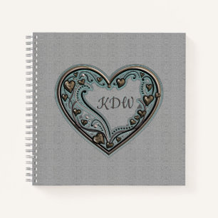 Carnet Coeur de cuivre antique