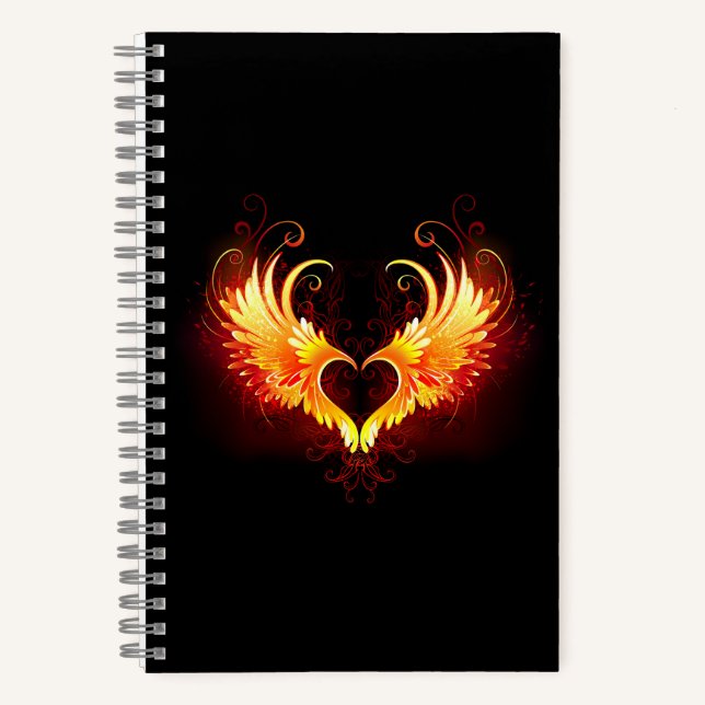 Carnet Coeur de feu ange avec ailes (Recto)