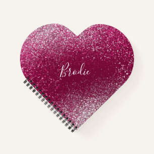 Carnet Coeur de Parties scintillant bordeaux et argenté