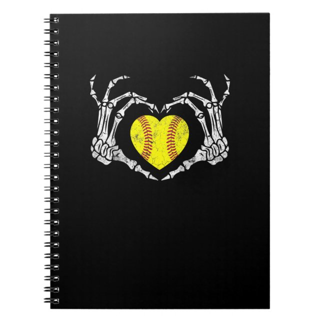 Carnet Coeur de softball Skeleton main Halloween Costume  (Devant)