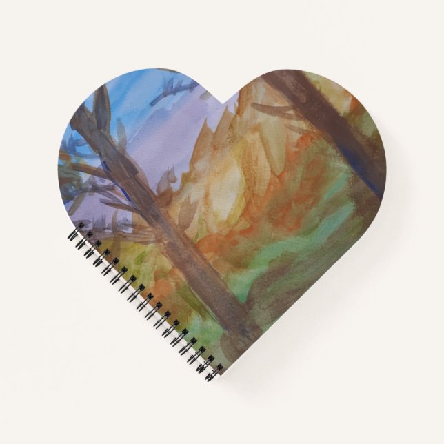 Carnet Coeur des arbres du coucher de soleil (Devant)
