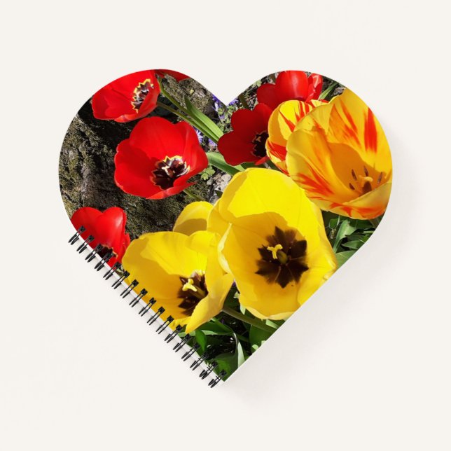 Carnet Coeur des Tulipes jaunes et rouges (Devant)