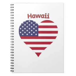 Carnet Coeur du drapeau américain d'Hawaï
